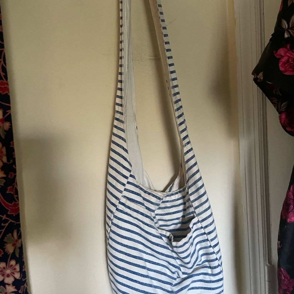 Striped Blue and White Tote Bag